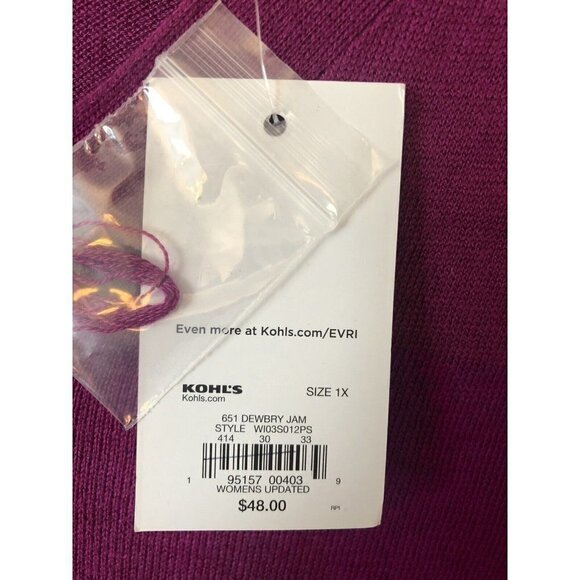 NWT EVRI Womens Plus Size 1X V-Neck Sweater Dewberry Jam - Picture 5 of 5